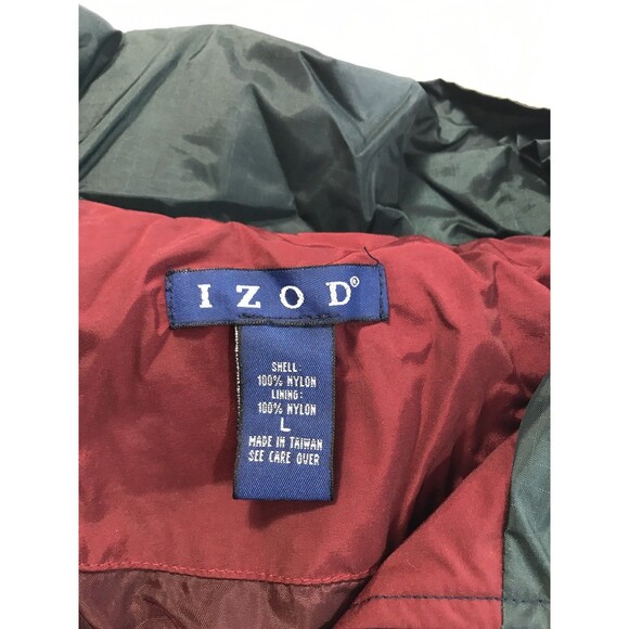 VTG IZOD Sport Mens Windbreaker Striped Sz large Embroidered Logo on Back Lined - Picture 3 of 7